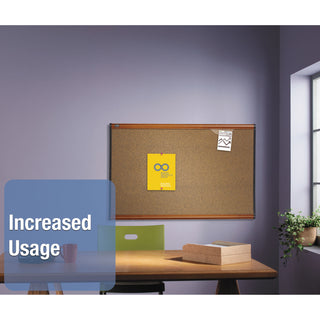 Quartet® Prestige Bulletin Board, Brown Graphite-Blend Surface, 48 x 36, Cherry Frame (QRTB244LC)