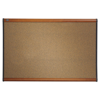 Quartet® Prestige Bulletin Board, Brown Graphite-Blend Surface, 48 x 36, Cherry Frame (QRTB244LC)
