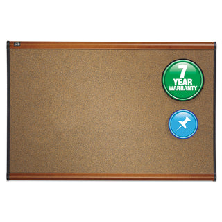 Quartet® Prestige Bulletin Board, Brown Graphite-Blend Surface, 48 x 36, Cherry Frame (QRTB244LC)