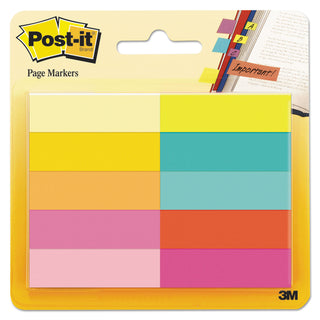 Post-it® Page Flag Markers, Assorted Bright Colors, 50 Sheets/Pad, 10 Pads/Pack (MMM67010AB)