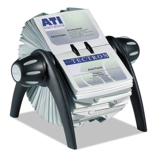 Durable® VISIFIX Flip Rotary Business Card File, Holds 400 4 1/8 x 2 7/8 Cards, Black/SR (DBL241701)
