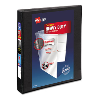 Avery® Heavy-Duty Non Stick View Binder with DuraHinge and Slant Rings, 3 Rings, 1" Capacity, 11 x 8.5, Black (AVE05300)