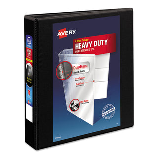 Avery® Heavy-Duty Non Stick View Binder with DuraHinge and Slant Rings, 3 Rings, 1.5" Capacity, 11 x 8.5, Black (AVE05400)