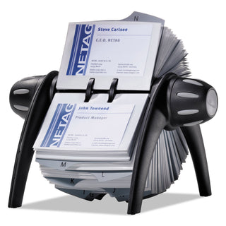 Durable® VISIFIX Flip Rotary Business Card File, Holds 400 4 1/8 x 2 7/8 Cards, Black/SR (DBL241701)