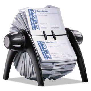 Durable® VISIFIX Flip Rotary Business Card File, Holds 400 4 1/8 x 2 7/8 Cards, Black/SR (DBL241701)
