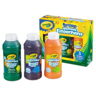Crayola® Washable Fingerpaint Pack, 3 Assorted Bright Colors, 8 oz Tubes, 3/Pack (CYO551311)