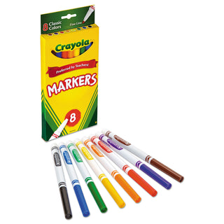 Crayola® Non-Washable Marker, Fine Bullet Tip, Assorted Colors, 8/Pack (CYO587709)