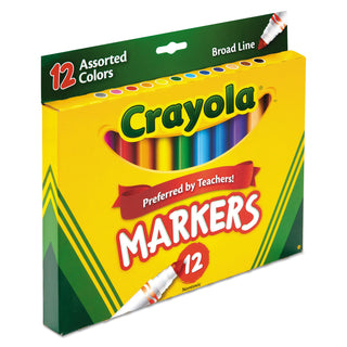 Crayola® Non-Washable Marker, Broad Bullet Tip, Assorted Colors, Dozen (CYO587712)