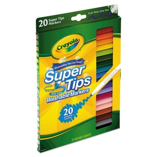 Crayola® Washable Super Tips Markers, Broad/Fine Bullet Tip, Assorted Colors, (CYO588106)