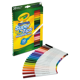 Crayola® Washable Super Tips Markers, Broad/Fine Bullet Tip, Assorted Colors, (CYO588106)
