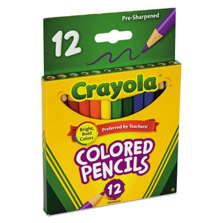 Crayola® Short-Length Colored Pencil Set, 3.3 mm, 2B (#1), Assorted Lead/Barrel Colors, Dozen (CYO684112)