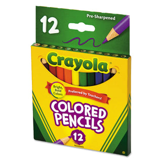 Crayola® Short-Length Colored Pencil Set, 3.3 mm, 2B (#1), Assorted Lead/Barrel Colors, Dozen (CYO684112)