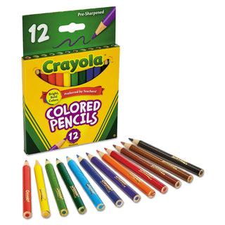 Crayola® Short-Length Colored Pencil Set, 3.3 mm, 2B (#1), Assorted Lead/Barrel Colors, Dozen (CYO684112)