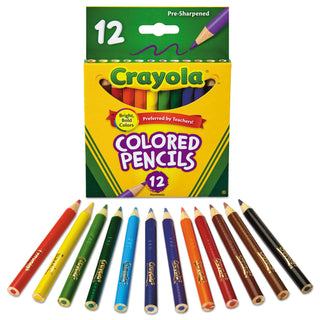Crayola® Short-Length Colored Pencil Set, 3.3 mm, 2B (#1), Assorted Lead/Barrel Colors, Dozen (CYO684112)