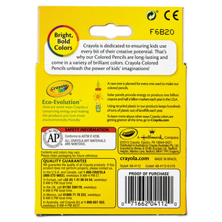 Crayola® Short-Length Colored Pencil Set, 3.3 mm, 2B (#1), Assorted Lead/Barrel Colors, Dozen (CYO684112)