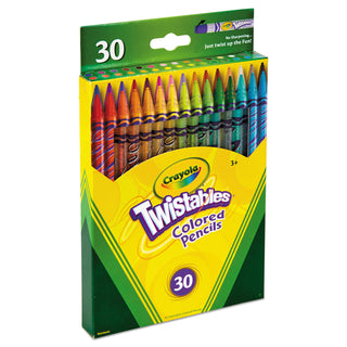 Crayola® Twistables Colored Pencils, 2 mm, 2B (#1), Assorted Lead/Barrel Colors, 30/Pack (CYO687409)