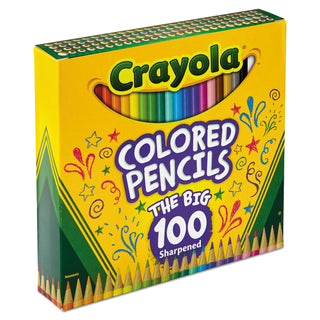 Crayola® Long-Length Colored Pencil Set, 3.3 mm, 2B (#1), Assorted Lead/Barrel Colors, 100/Pack (CYO688100)