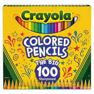 Crayola® Long-Length Colored Pencil Set, 3.3 mm, 2B (#1), Assorted Lead/Barrel Colors, 100/Pack (CYO688100)