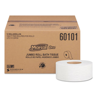 Marcal PRO™ 100% Recycled Bathroom Tissue, Septic Safe, 2-Ply, White, 3.3 x 1000 ft, 12 Rolls/Carton (MRC60101)