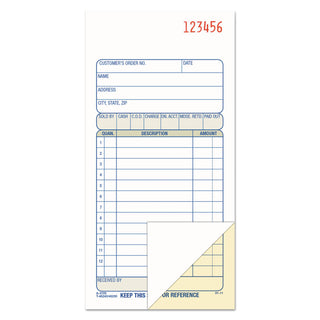 Adams® 2-Part Sales Book, 3 3/8 x 6 11/16, Carbonless, 50 Sets/Book (ABFDC3705)
