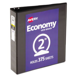 Avery® Economy View Binder with Round Rings , 3 Rings, 2" Capacity, 11 x 8.5, Black (AVE05730)