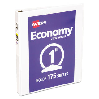 Avery® Economy View Binder with Round Rings , 3 Rings, 1" Capacity, 11 x 8.5, White (AVE05711)
