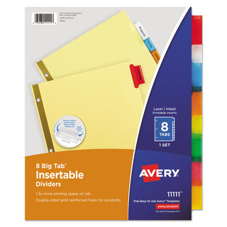 Avery® Insertable Big Tab Dividers, 8-Tab, Letter (AVE11111)