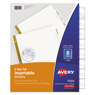 Avery® Insertable Big Tab Dividers, 8-Tab, Letter (AVE11124)