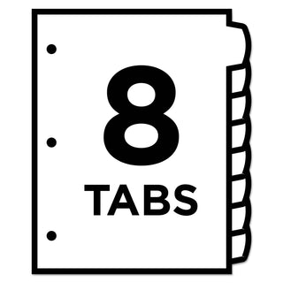 Avery® Big Tab Printable Large White Label Tab Dividers, 8-Tab, Letter, 20 per pack (AVE14441)