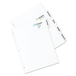 Avery® Big Tab Printable Large White Label Tab Dividers, 5-Tab, Letter, 20 per pack (AVE14440)