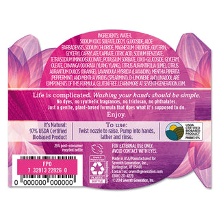 Seventh Generation® Natural Hand Wash, Lavender Flower & Mint, 12 oz Pump Bottle, 8 Bottles per Case (SEV22926CT)