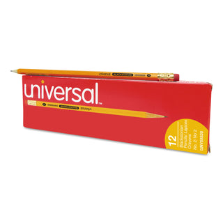 Universal® Deluxe Blackstonian Pencil, HB (#2), Black Lead, Yellow Barrel, Dozen (UNV55520)