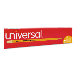 Universal® Deluxe Blackstonian Pencil, HB (#2), Black Lead, Yellow Barrel, Dozen (UNV55520)