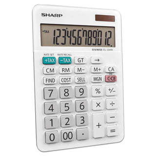 Sharp® EL-334W Large Desktop Calculator, 12-Digit LCD (SHREL334W)