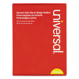 Universal® Clear Badge Holders w/Garment-Safe Clips, 3 x 4, White Inserts, 50/Box (UNV56004)