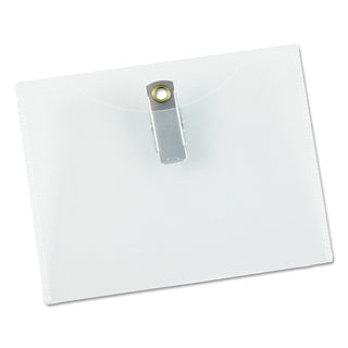 Universal® Clear Badge Holders w/Garment-Safe Clips, 3 x 4, White Inserts, 50/Box (UNV56004)
