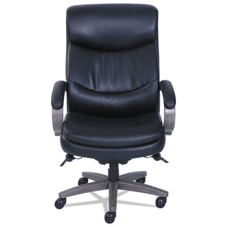 La-Z-Boy® Woodbury Big and Tall Executive Chair, Supports up to 400 lbs., Black Seat/Black Back, Weathered Gray Base (LZB48961A)