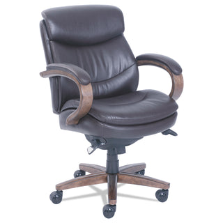 La-Z-Boy® Woodbury Mid-Back Executive Chair, Supports up to 300 lbs., Brown Seat/Brown Back, Weathered Sand Base (LZB48963B)