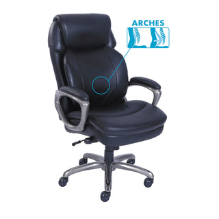 SertaPedic® Cosset High-Back Executive Chair, Supports up to 275 lbs., Black Seat/Black Back, Slate Base (SRJ48965)