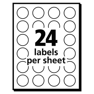 Avery® Removable Multi-Use Labels, Inkjet/Laser Printers, 0.75" dia., White, 24/Sheet, 42 Sheets/Pack (AVE05408)