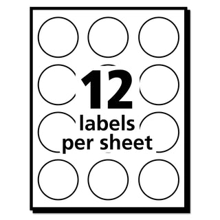 Avery® Removable Multi-Use Labels, Inkjet/Laser Printers, 1" dia., White, 12/Sheet, 50 Sheets/Pack (AVE05410)
