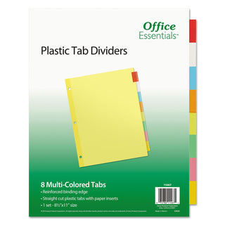 Office Essentials™ Plastic Insertable Dividers, 8-Tab, Letter (AVE11467)