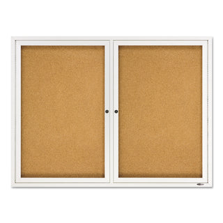 Quartet® Enclosed Bulletin Board, Natural Cork/Fiberboard, 48 x 36, Silver Aluminum Frame (QRT2364)