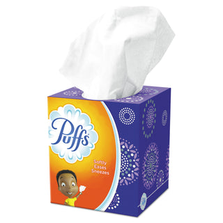 Puffs Facial Tissue, White, 1 Cube, 64 Sheets, 24 Boxes/Carton (PGC84405)