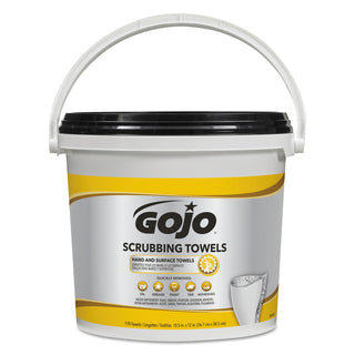 GOJO® Scrubbing Towels, Hand Cleaning, White/Yellow, 170/Bucket, 2 Buckets/Carton (GOJ6398-02)