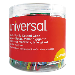 Universal® Plastic-Coated Paper Clips, Jumbo, Assorted Colors, 250/Pack (UNV95000)