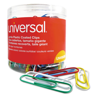 Universal® Plastic-Coated Paper Clips, Jumbo, Assorted Colors, 250/Pack (UNV95000)