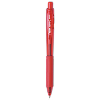 Pentel® WOW! Retractable Ballpoint Pen, Medium 1 mm, Red Ink/Barrel, Dozen (PENBK440B)