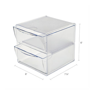 deflecto® Stackable Cube Organizer, 2 Drawers, 6 x 7 1/8 x 6, Clear (DEF350101)