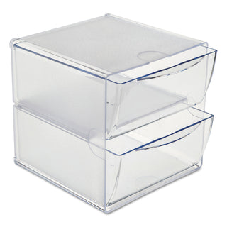 deflecto® Stackable Cube Organizer, 2 Drawers, 6 x 7 1/8 x 6, Clear (DEF350101)